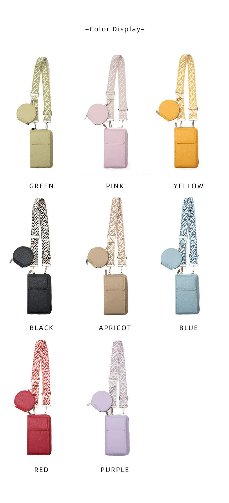 Fashion Women Wallet Single Shoulder Crossbody Cell Phone Bag Change Coin Pouch Purse Multi Card Position Money Bag Keycase 241212