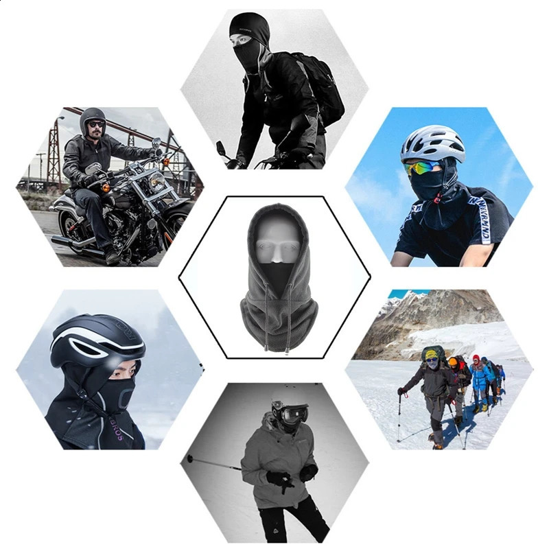 Winter Thermal Neck Warmer Outdoor Fleece Balaclava Scarf Skiing Face Mask Snood Hood Hat Windproof Keep Warm Cycling Cap 241217