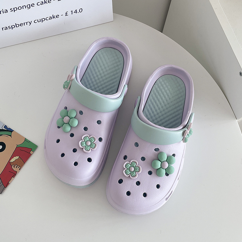 Summer Women's Hole Shoes Thick Soft Sole Anti Slip Garden Shoes Fashion Women's Sandals Wear Anti Slip Summer Beach Shoes 2025
