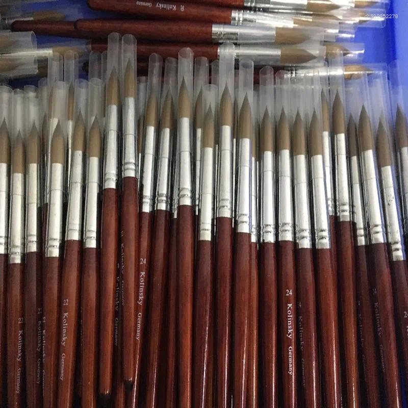 Nail Brushes Art Sculpture Carving Brush 1PCS Red Wood Kolinsky Acrylic Liquid Powder Round Painting Manicure Dotting Tools