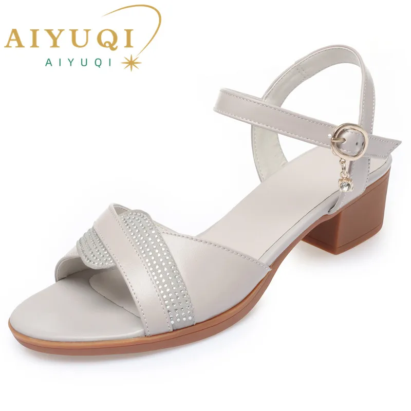 AIYUQI Women Sandals Genuine Leather Summer Wedge Women Shoes Large Size Casual Sandals Ladies