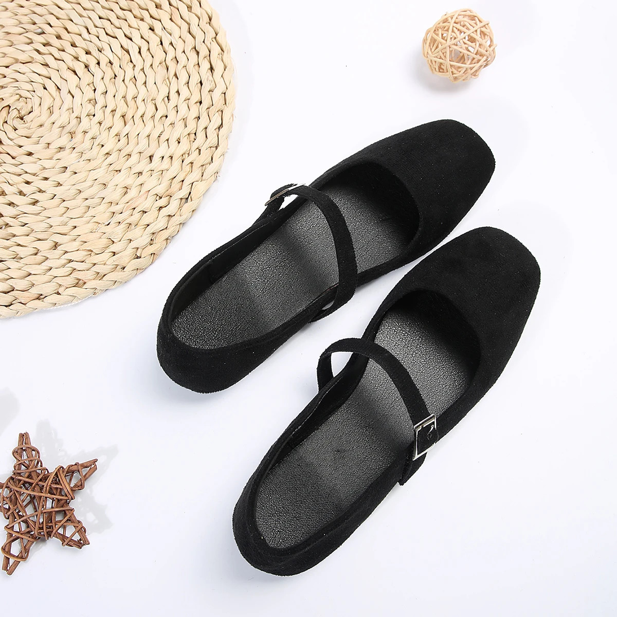Mary Jane Ballet Flats Women Black Shoes Ladies Comfortable Soft Square Toe Flat Shoes for Women Sapatos Femininos 241218