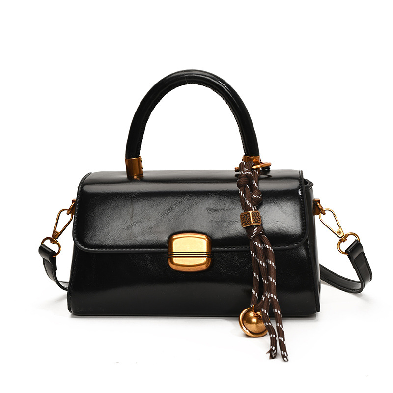 Womens Designer Bags - Stylish Black & Brown Oil Wax Leather Handbag, Single Shoulder Or Crossbody, Ideal Casual Bag For Women New Free Delivery Desig