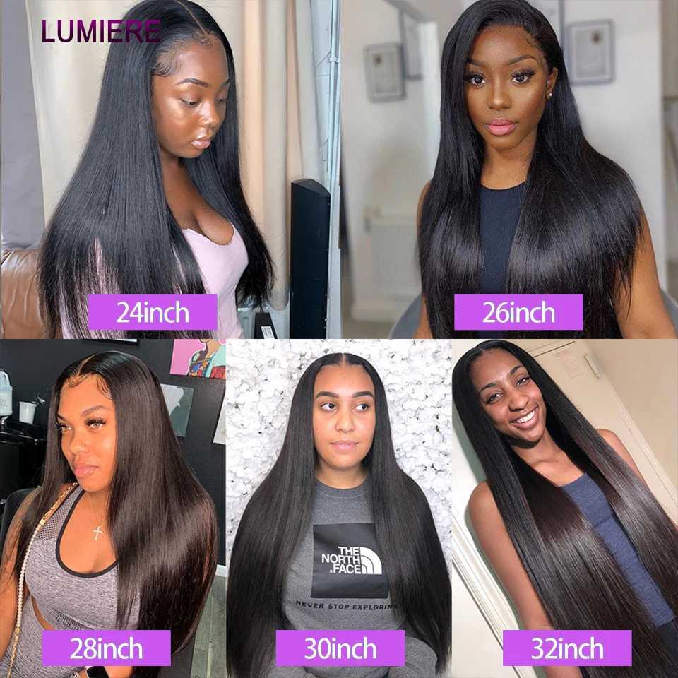 30 32 40 Inch Bone Straight Bundles With Frontal Closure Peruvian HD Lace Closures With Bundles Hair Weave Bundles With Closure W241221