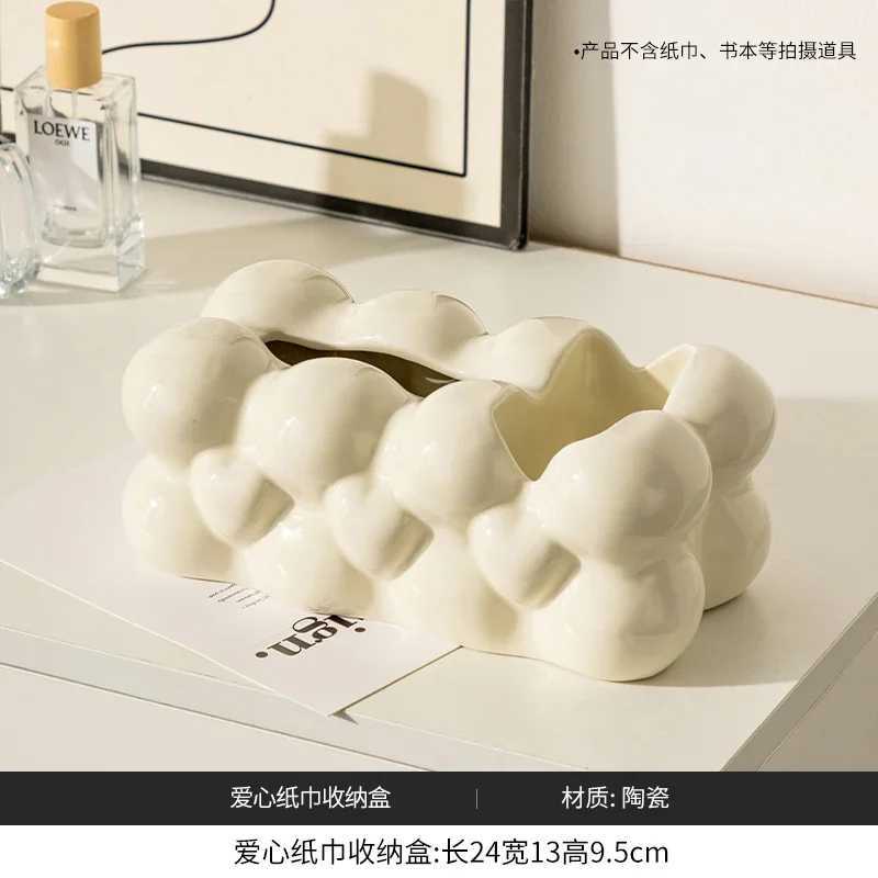 Mtifunctional Ceramic Tissue Box Nordic Living Ro Desktop Remote Control Jewelry Storage He Decorative Arts Y241218