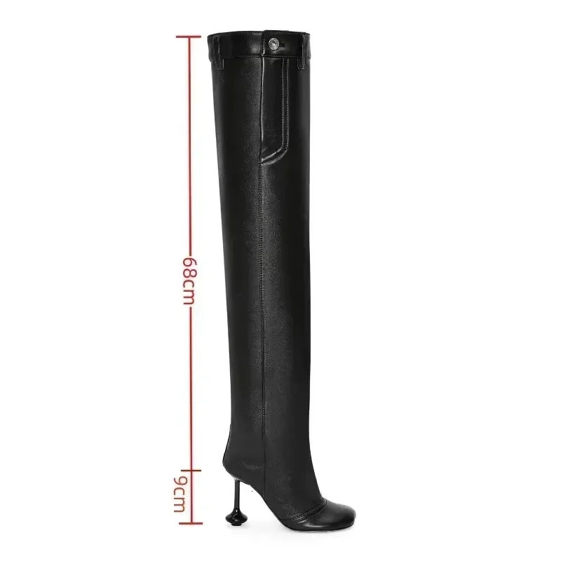 European and American Sexy Wine Glasses Knee High Wide Tube Stacking Boots for Womens Fashion High-heeled Sleeve Boots 241218