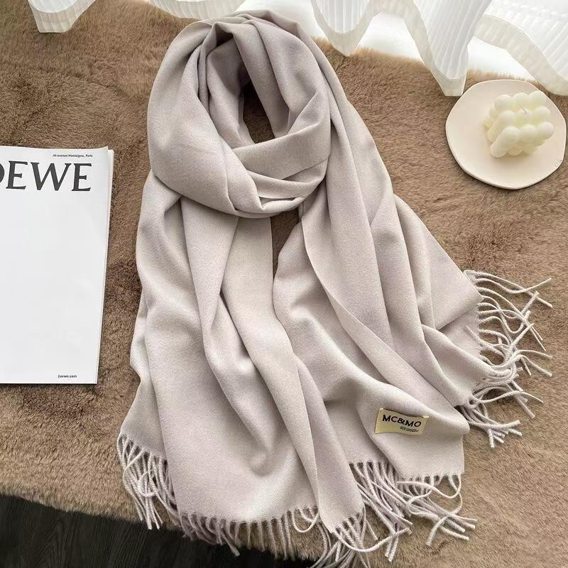 T005 Autumn and Winter Cashmere Scarf Neck Strap Solid Color Dual-purpose Long Couple Warm and Versatile
