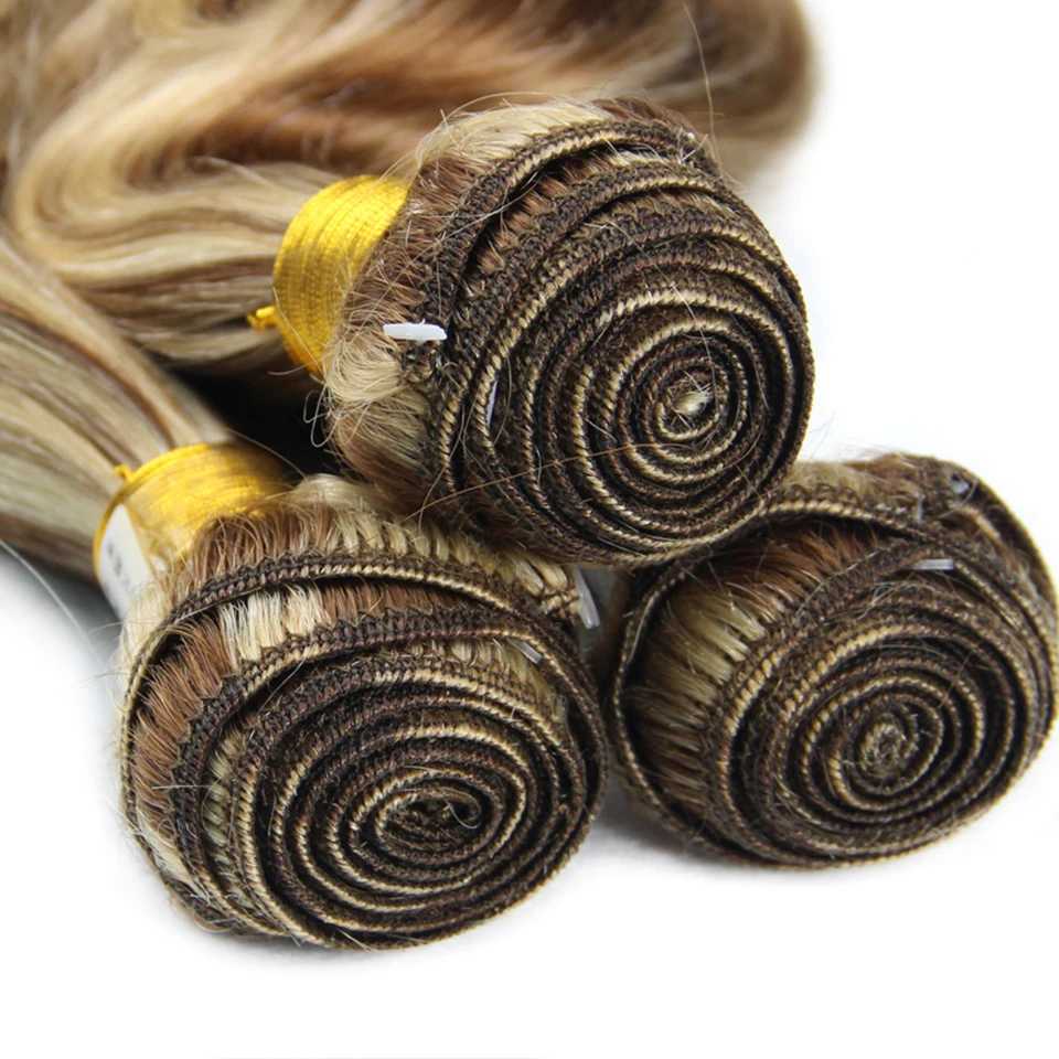 Piano Color P4/613 Highlight Bundles And 4X4 Closure Remy Body Wave Ash Blonde Colored Human Hair Weave With Highlights 3 W241218