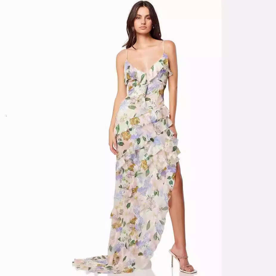 Spring/Summer Off Shoulder European and American Women's Fashion Organza Fairy Long Evening Dress 2024 New Unique Style