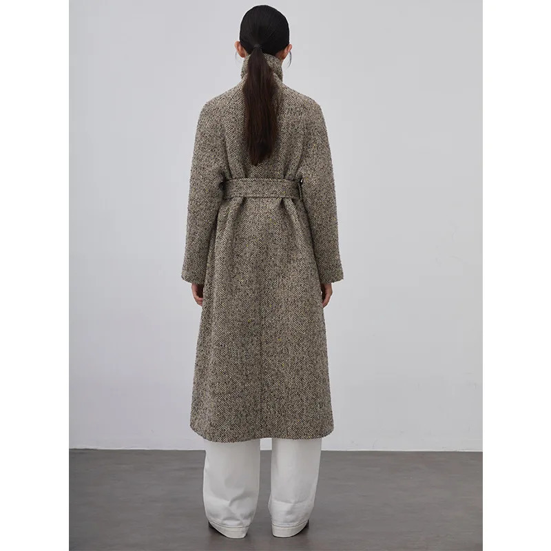 Colourful Herringbone n Wool Coat Womens Autumn and Winter Alpaca High Quality