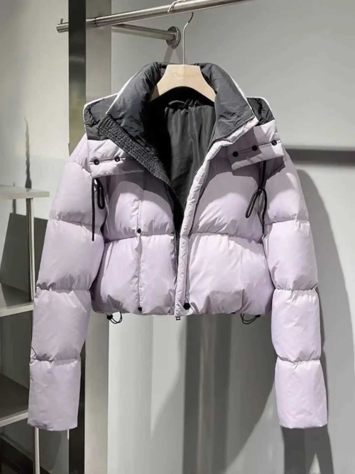 Womens hooded shirt bedding jacket winter solid color thick warm short cotton dress womens casual coat M241218