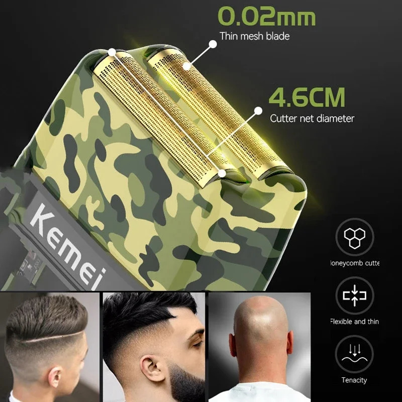 Men Shaving Machine Afeitadora Electrica Kemei Km Tx7 Usb Charging Transparent Camouflage Waterproof Electric Razor For Men 241218