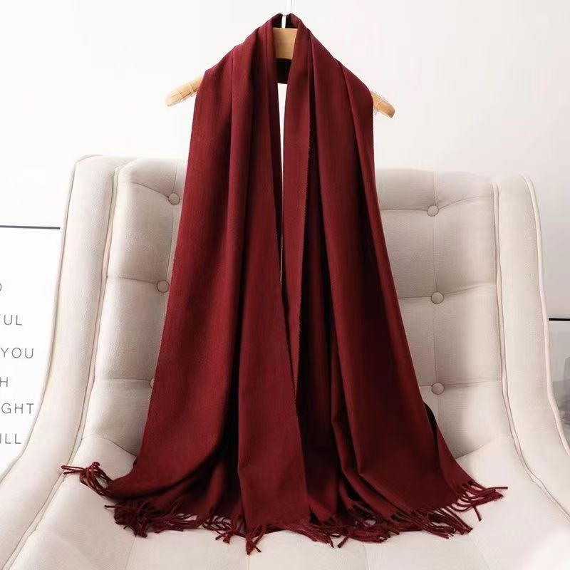 T010 cashmere scarf thick warm student neck scarf high value cashmere shawl long French lazy style