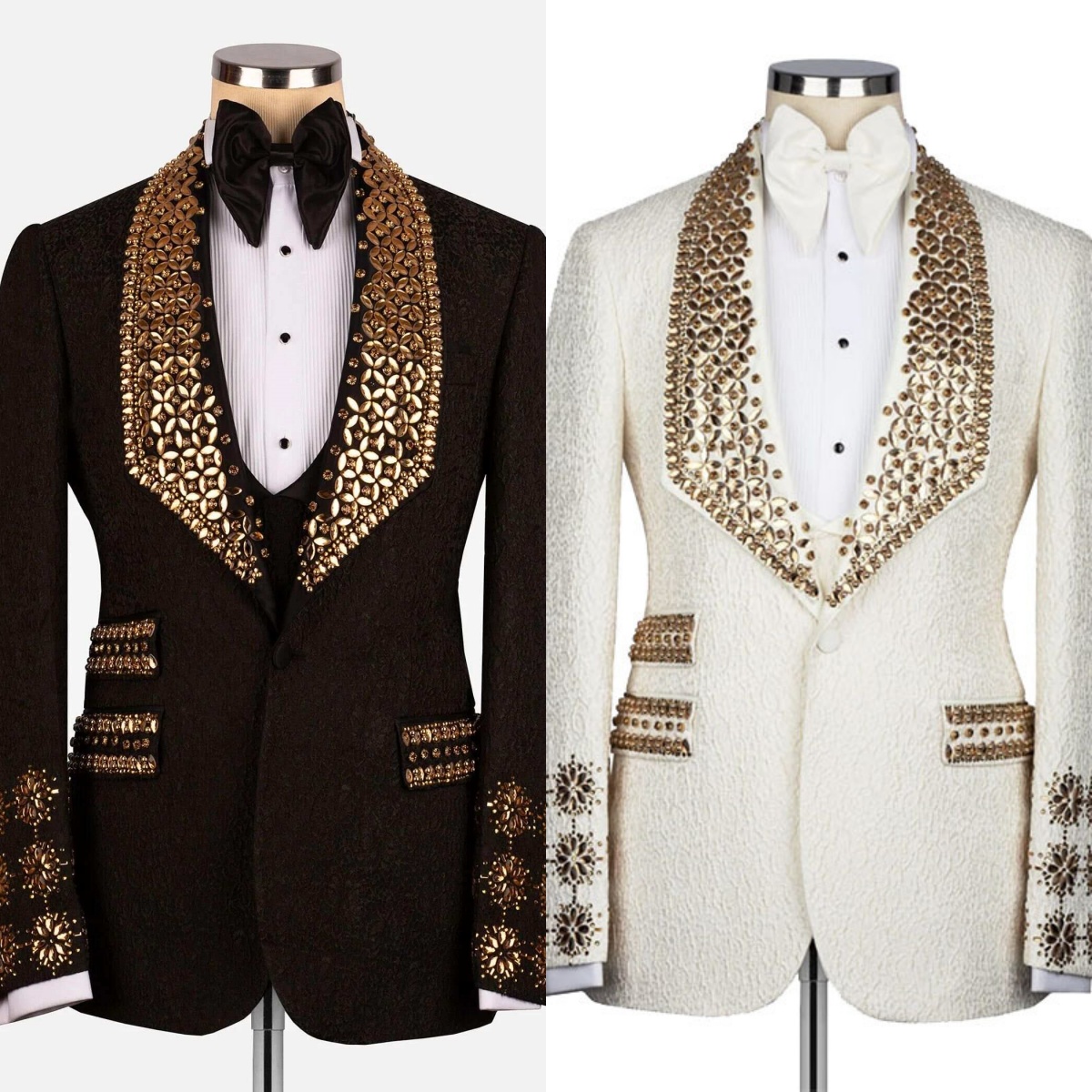 Luxury Wedding Suits Jacquard Beaded Rhinestone 1 Piece Set Coat Shawl Lapel Exquisite Men Tuxedos One Button Formal Groom Tuxedo Suit Customized