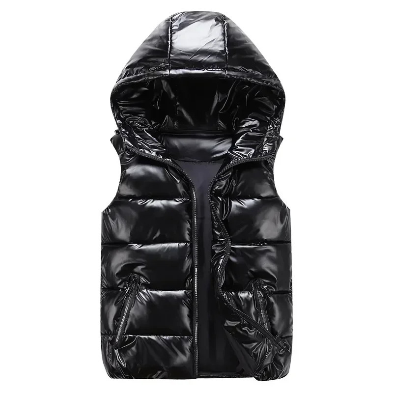 Hooded Vest Women Sleeveless Puffer Jacket Ladies Waterproof Cotton Padded Waistcoat Female Fashion Street Top Chaleco Mujer 241218