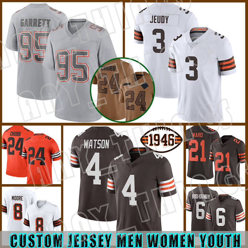 24 Nick Chubb 85 David Njoku Football 95 Myles Garrett Jerseys Brownes Elijah Moore Deshaun Watson Denzel Ward Jerry Jeudy Juan Thornhill Jeremiah Owusu-Koramoah