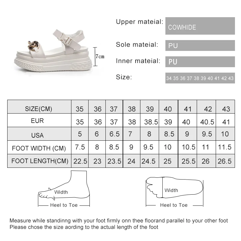 AIYUQI Sandals Women High-heel Platform Genuine Leather Women Summer Sandals Fashion Version Chain Roman Sandals Women