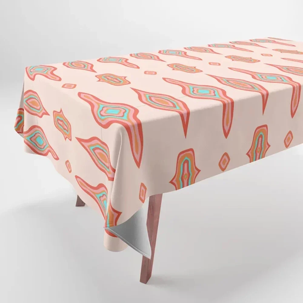 Geometric Pattern Printed Tablecloths Home Decor Rectangular Party Stain Resistant Tablecloth Dust Cloth TOUB039