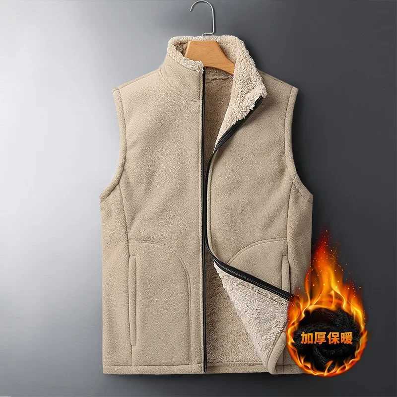 Vest velvet wool Gilet Autumn Winter Casual Sleeveless Jacket Men Warm Fleece Mens Vest Jacket 8XL Black Thick Sleeveless Mens W251029