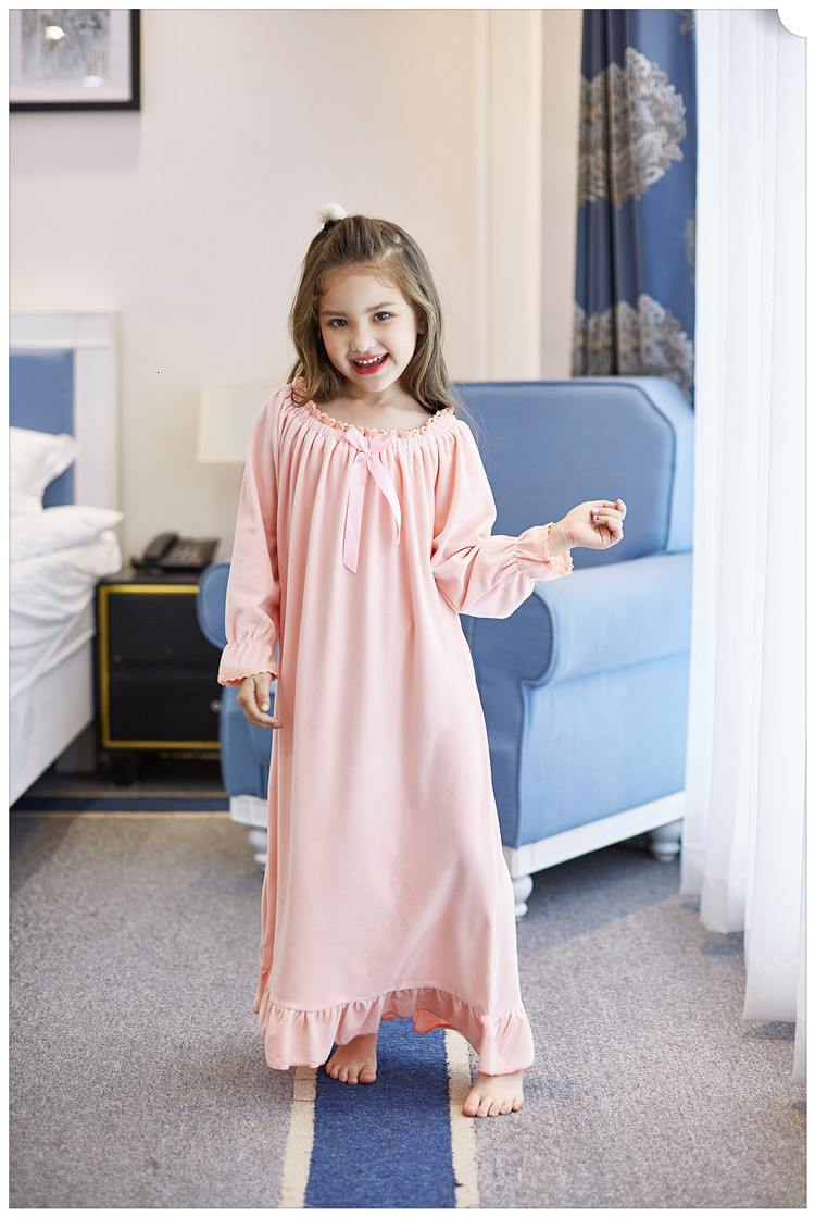 Pajamas Vintage Children Sleepwear Girl Lolita Dress O Neck Princess Pajama Nightdress Cute Cotton Toddler Kid Ruffles Nightgowns 11T 220922