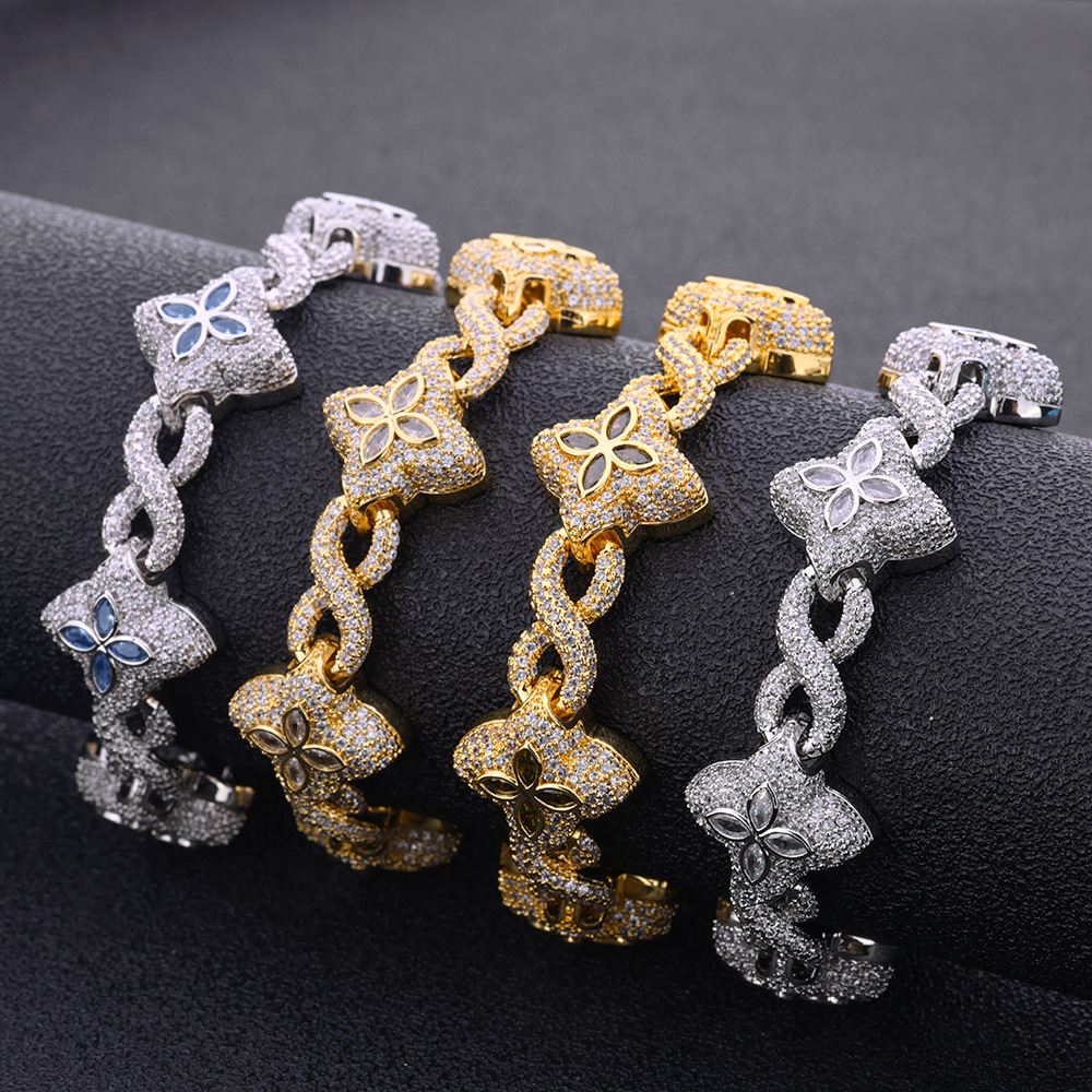 Custom Colorful Cross Flower Infinite Chain Necklace Bracelet Women Men Jewelry Set