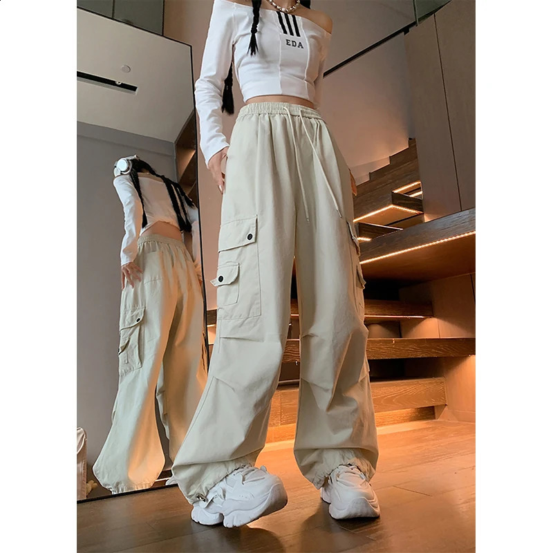 Y2K Cargo Pants Women Harajuku Oversized Sweatpants Black Pockets Wide Leg Joggers Streetwear High Waist Baggy Sports Trousers Z260314