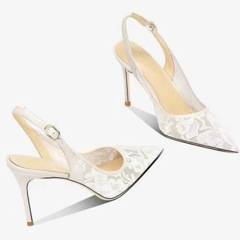 2024 Summer Slip on Elegant Women Pointed Mesh Breathable Fashion Designers High Heel Trend Shoes for WomenC241218