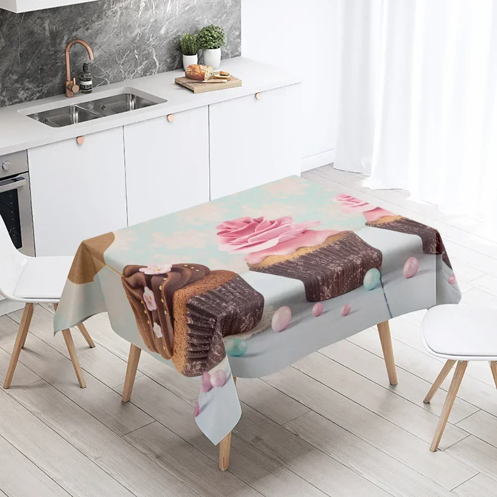 Cupcake Gourmet Tablecloth Waterproof Rectangle Wedding Party Decor Restaurant Table Kitchen Home GGXZ004