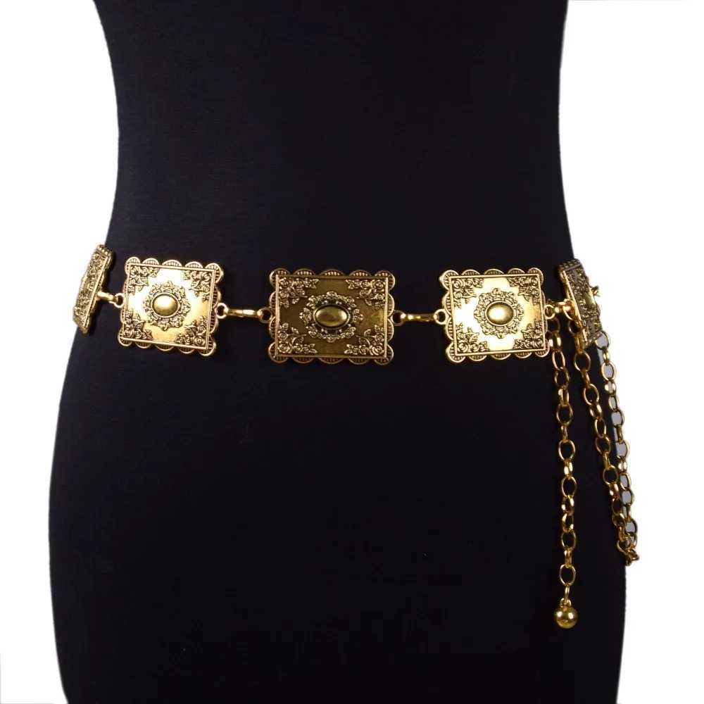 New womens belt with fashionable retro style metal border decoration waist chain accessories W241218