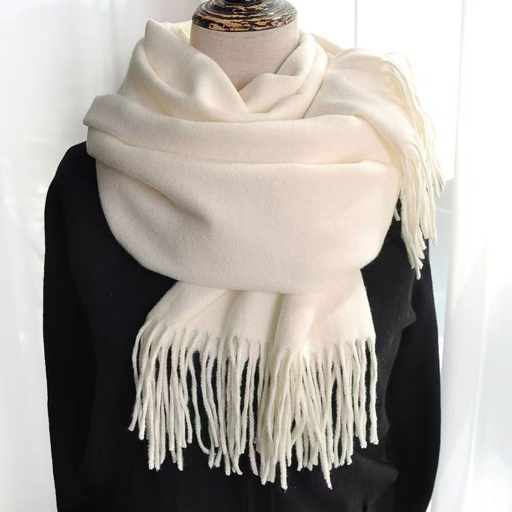 T012 solid color cashmere scarf female winter thick warm Korean version cold autumn and winter student all-match thick long scarf