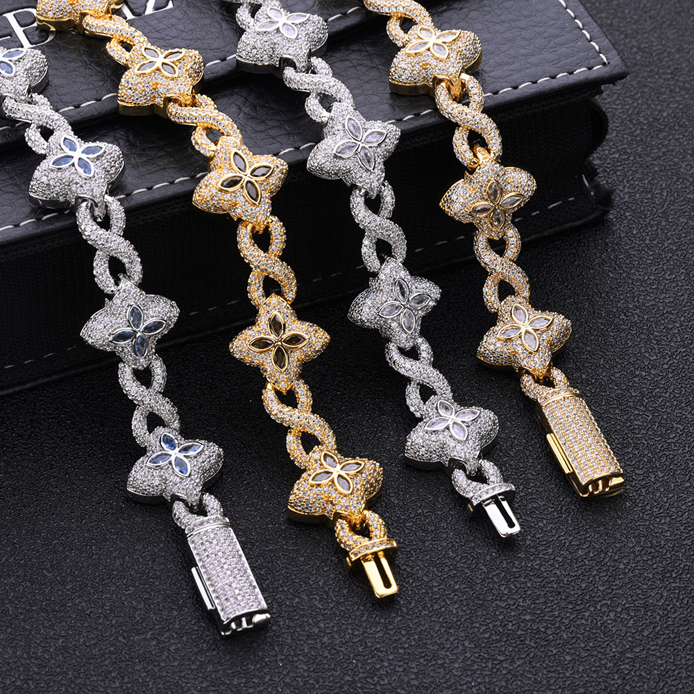 Custom Colorful Cross Flower Infinite Chain Necklace Bracelet Women Men Jewelry Set