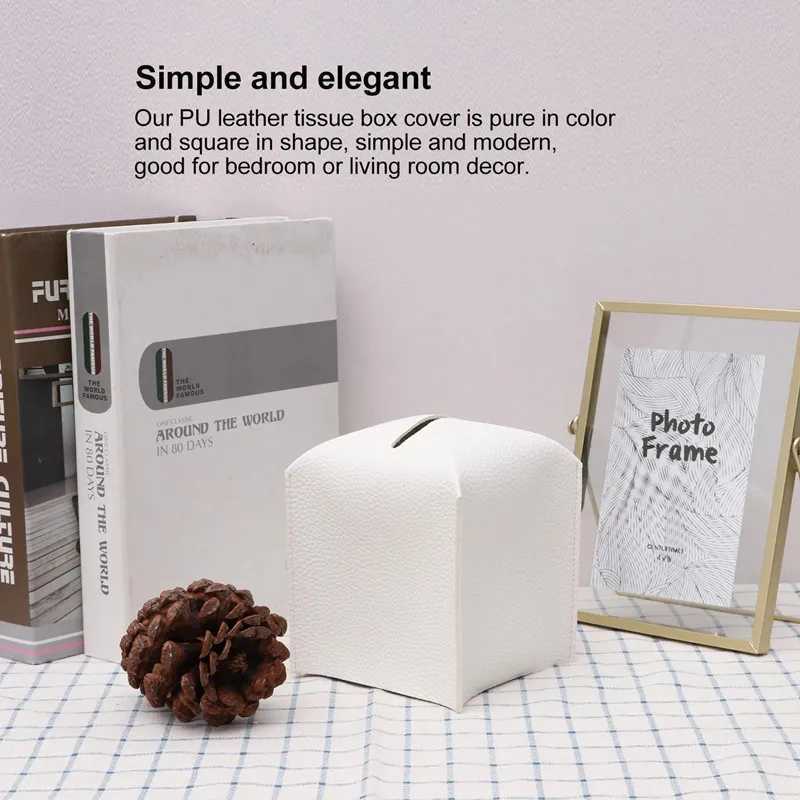 Modern PU Leather Square Tissue Box Cover Holder-Decorative Holder/Organizer for Bathroom Vanity Countertop Night StandsOff Y241218