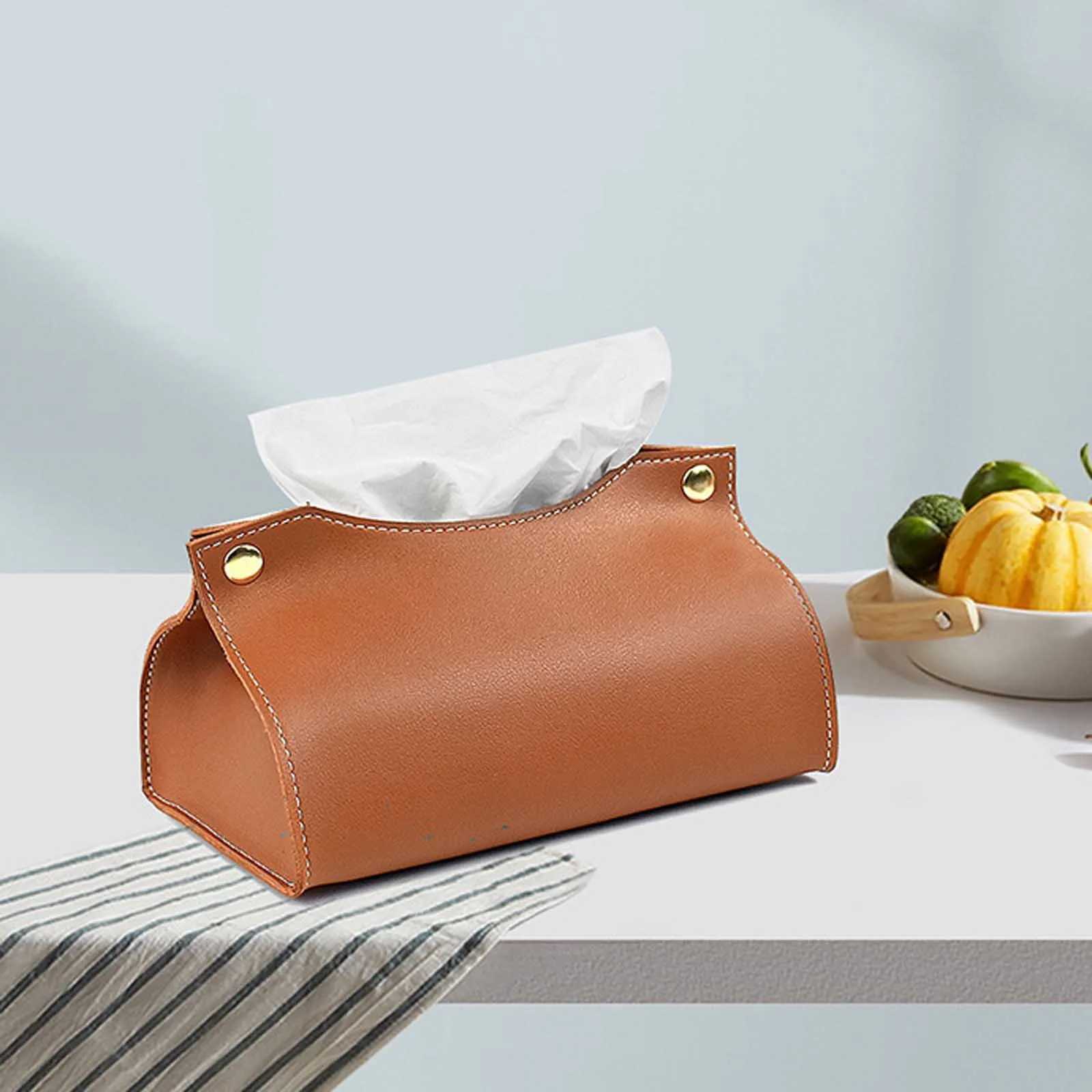 Universal PU leather tissue box napkin holder car tissue box his life Ro desktop paper towel dustproof storage cover Y241218
