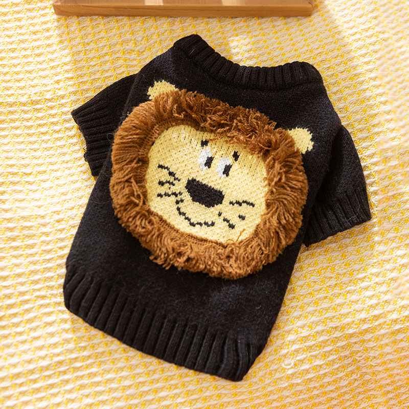 Autumn and winter cat clothes Cute cartoon lion sweater Warm knit two-legged clothes winter clothes