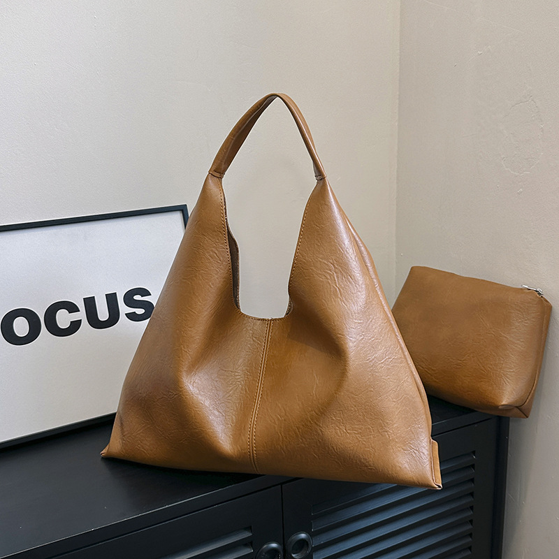 Tote Bags for Women PU Leather Tote Purses Handbags Medium Top Handle Satchel Shoulder Bag Large Capacity Armpit Autumn Basket Soft Surface Simple Sho