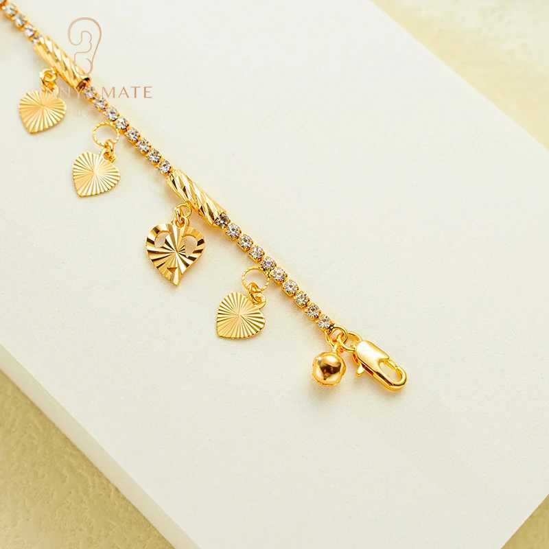 gold-plated womens with adjustable zirconia designer heart-shaped tennis chain beach pendant ankle bracelet fashion jewelry W241217