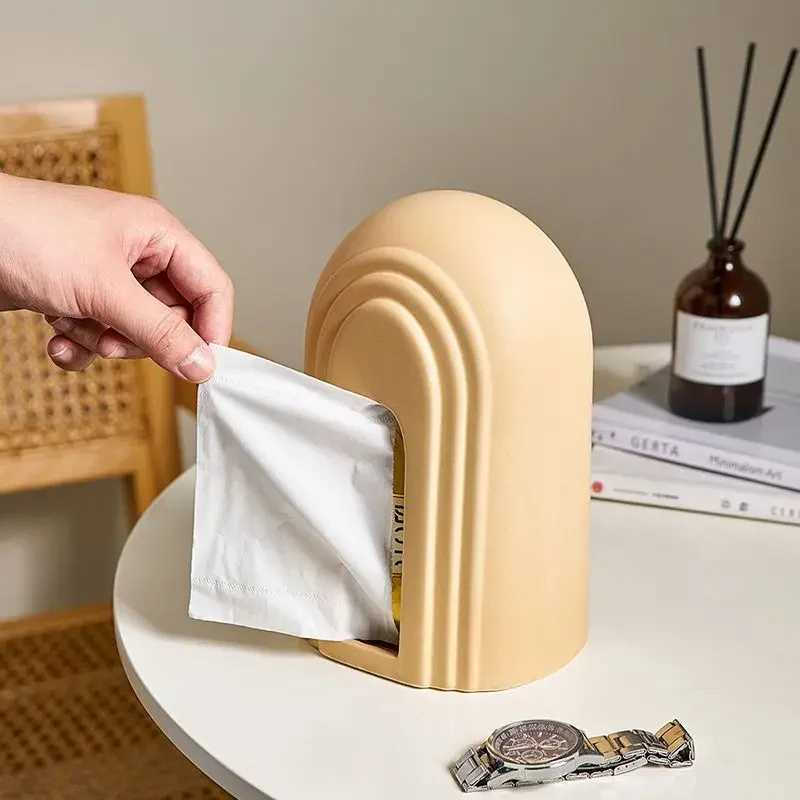 Nordic Ceramic Arched Tissue Box Decorative Creative Napkin Paper Box Paper Rack Organizer Desktop Luxury Organizer Y241218