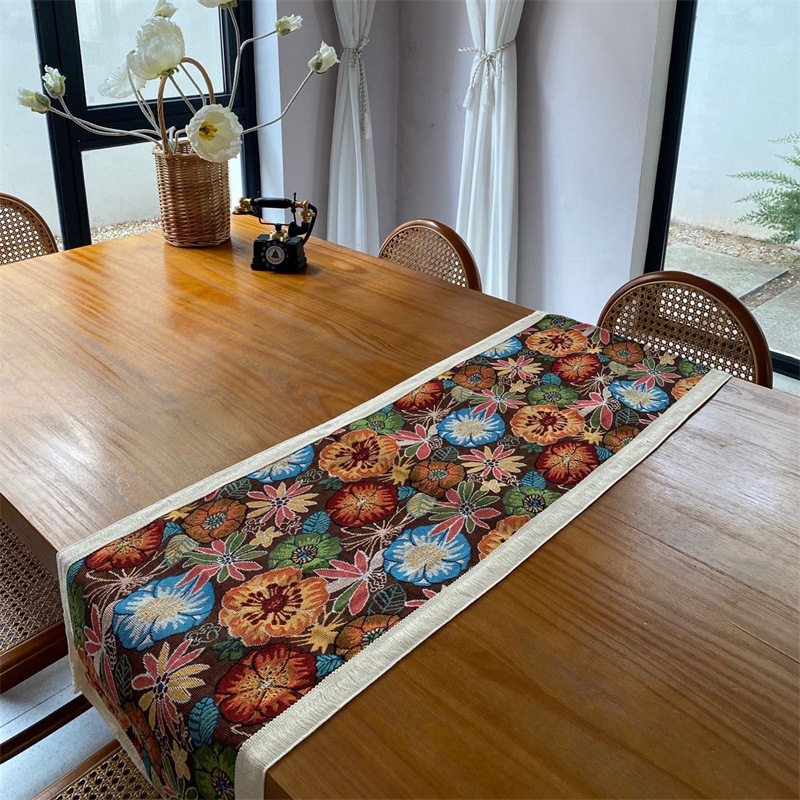 2025 Bohemian Retro Art Coffee Table Meal Decorative Cover Cloth Premium Garden Balcony Cloth Table Flag Strip