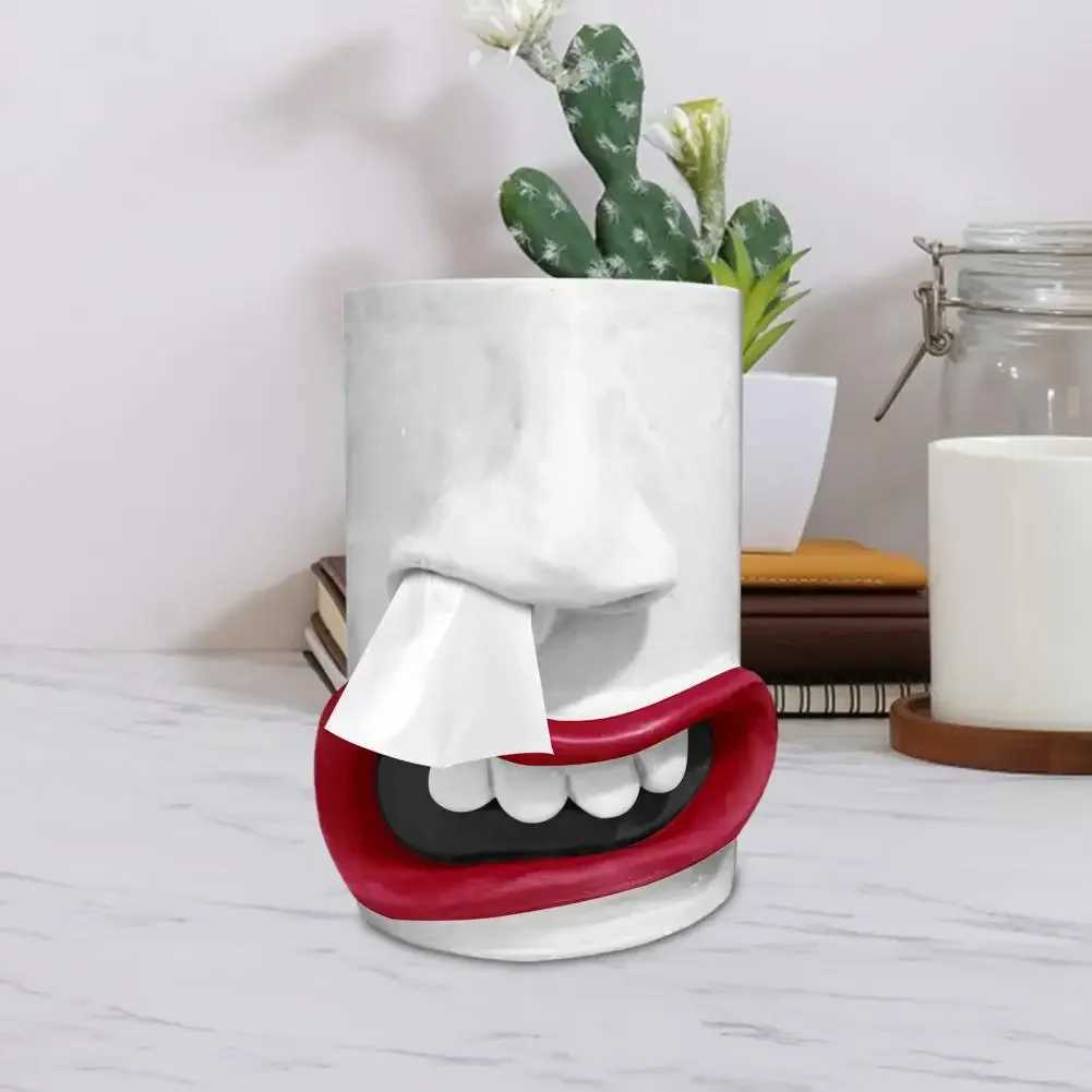 Handmade Funny Face Tissue Holder Bedro Nose Facial Tissue Organizer Funny Nose Drawing Tissue Box Decoration Y241218
