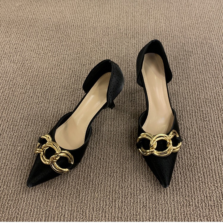 Free Shipping designer heels Dress Shoes sandals slippers Pointed Toes high heels Metal buckle slides womans sandal outdoor woman party office size 36