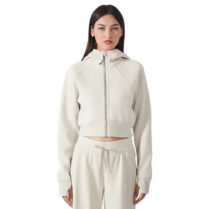 Women's Hoodies Sweatshirts Custom womens clothing 320G autumn and winter new zipper hoodie cotton polyester sweater casual short top jacket Y241