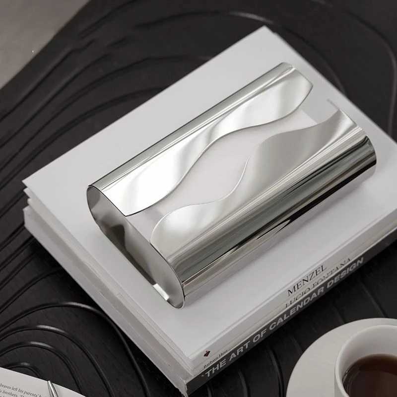 Stainless steel tissue box for living Ro simple desktop stand silver plated paper storage napkin paper box Y241218