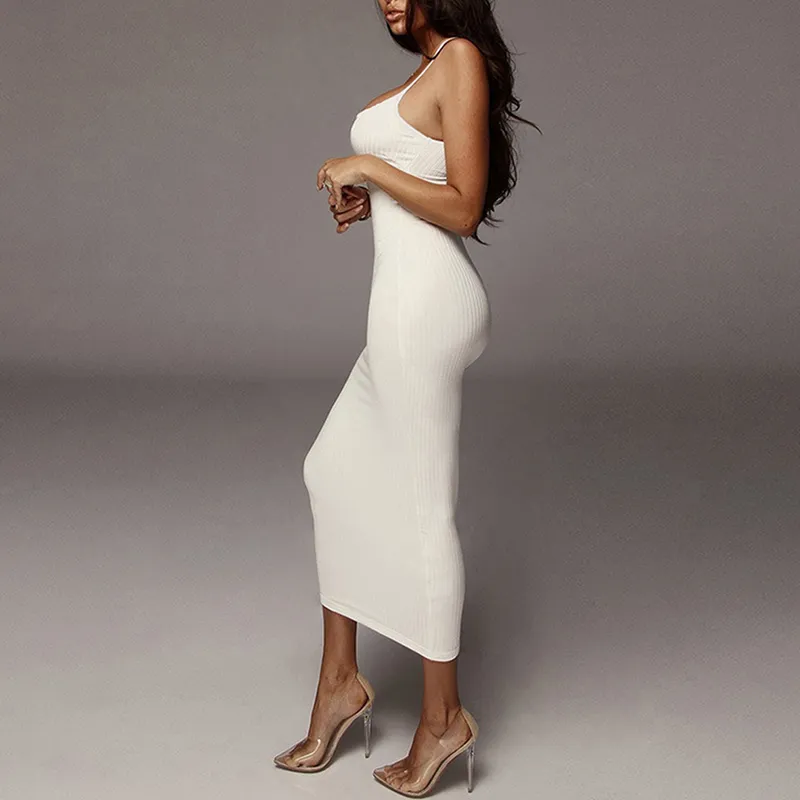 Womens Summer Dresses Strap Female Clothes Sleeveless Beach Dress Solid Color Bodycon Tube Sexy Dress