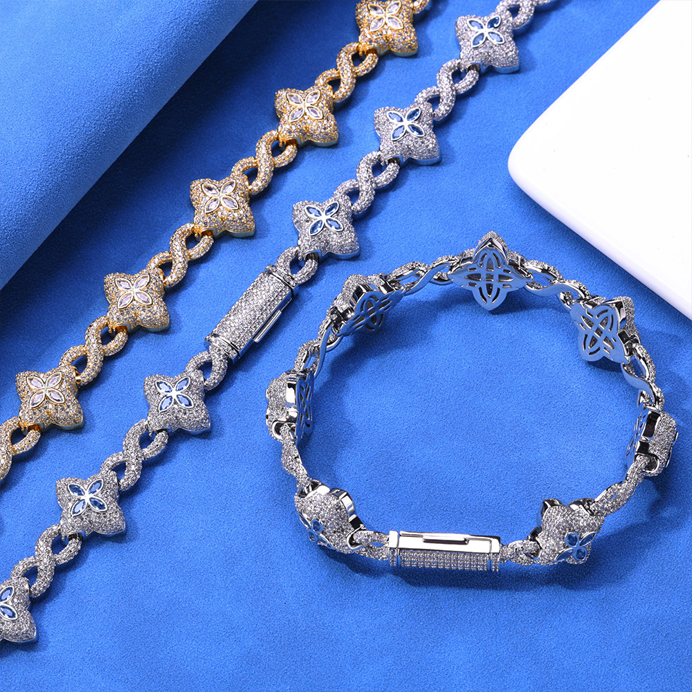 Custom Colorful Cross Flower Infinite Chain Necklace Bracelet Women Men Jewelry Set