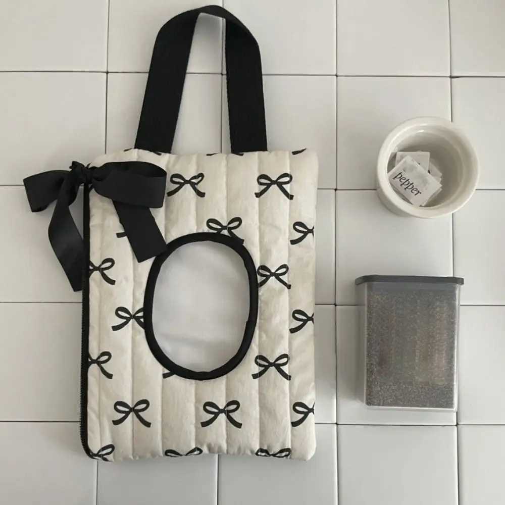 Nordic Style Hanging Cotton Bowknot Paper Napkin Boxes Y2K Issue Bag Thread Napkin Holder Tissue Bag Storage Box Y241218