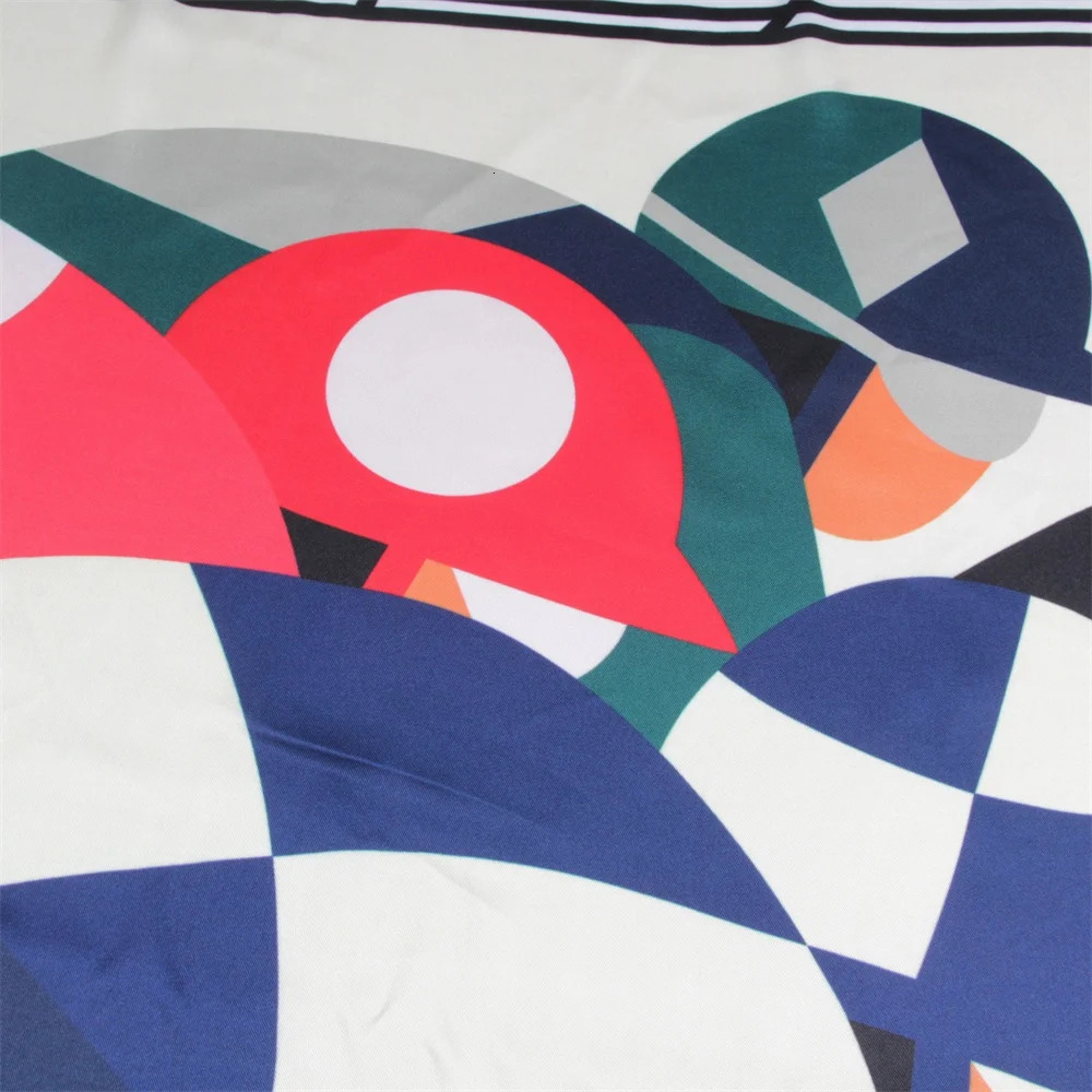 Silk Scarf Women Sporter Print Square Scarves Head Echarpes Silk Foulards Femme Wraps Beach Shawls Bandana Lady Hijabs 90CM 241218
