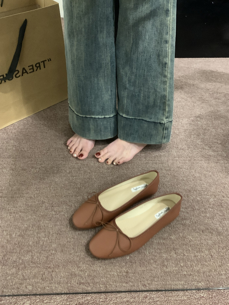 2025 NEW soft bowtie moccasins round toe foldable shoes casual design leaopard slip on loafers women comfy ballet flats hurenlakeshoes