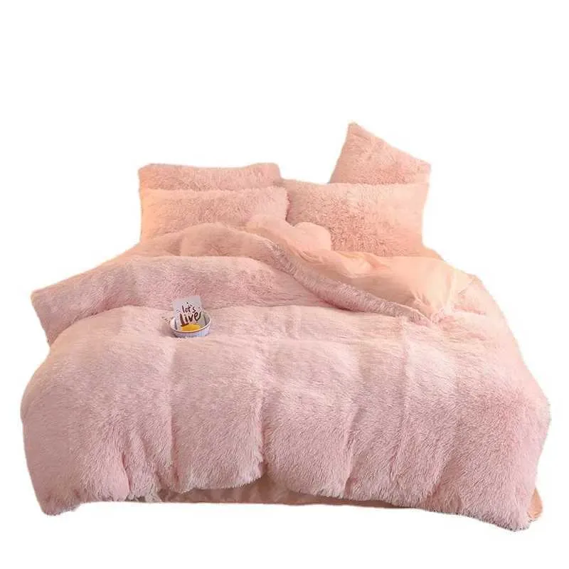 Home Textile Winter Thicken Mink Veet Bedding Set 4pcs Plush Duvet Cover Bed Sheet Bedspread Warm Soft Comforter Quilt CoverXJ241015