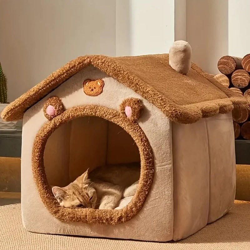 Removable Washable Cat House Foldable Pet House Puppy Cave Sofa Pet Bed House for Extra Small Dogs and Small and Medium Cats