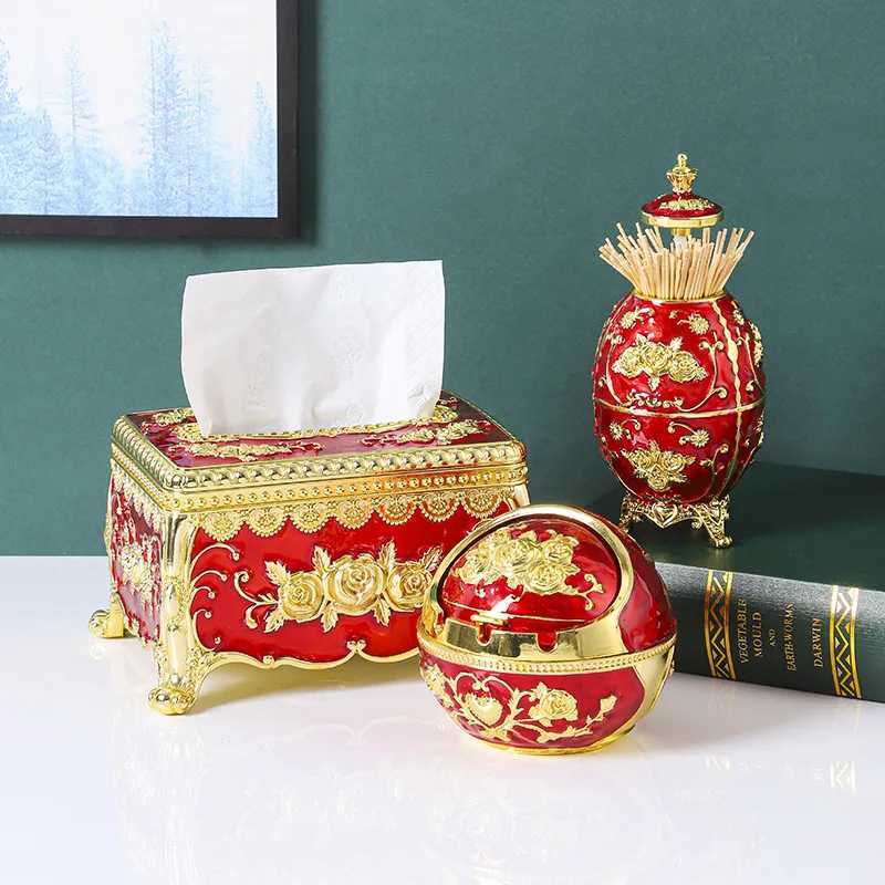 Set 3pcs tissue box cute toothpick box Ashtray Organizer box Nordic style he decor wood-functional tissue dispenser holder Y241218